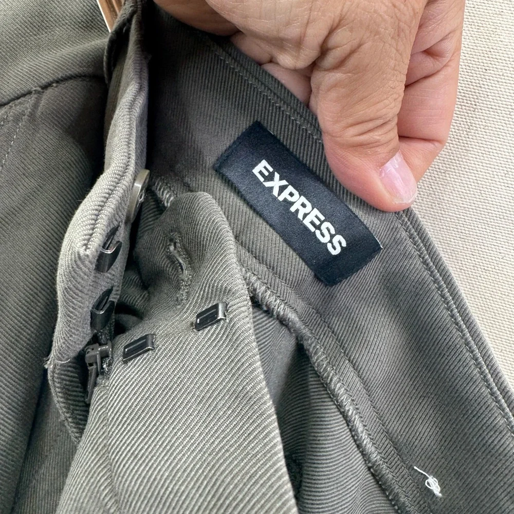 Express Cargo Pants 10R Olive Green‎ Wide Leg High Rise Utility Gorpcore